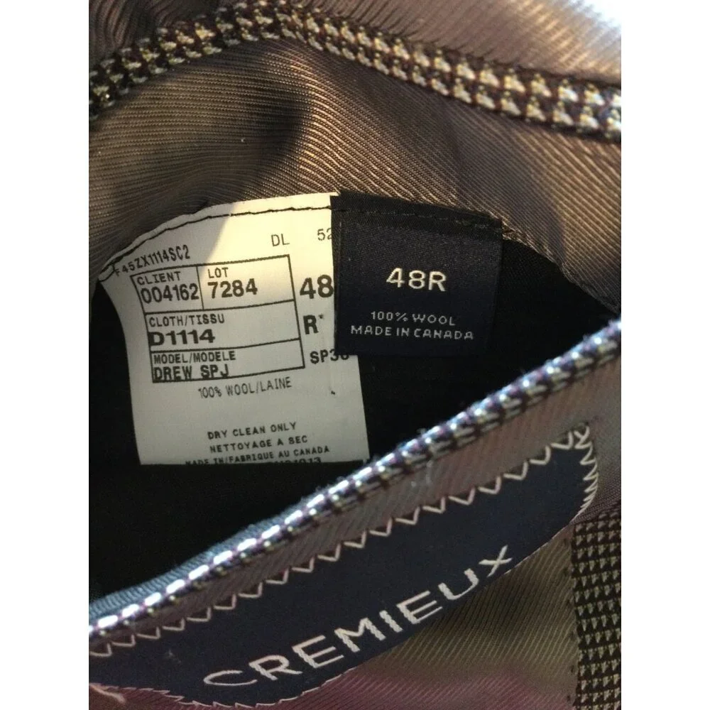 Mens Cremeux Loro Piana Wool Blazer Size 48R Gray Houndstooth Flawed